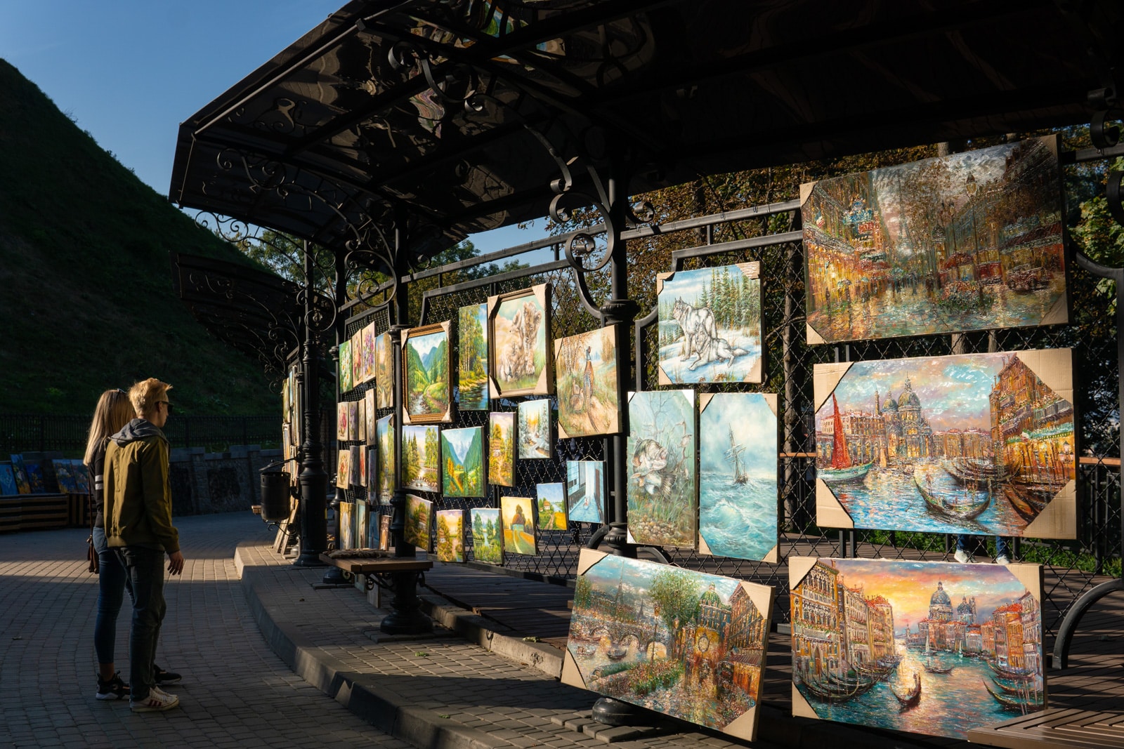 Art for sale in the Podil area of Kyiv, Ukraine