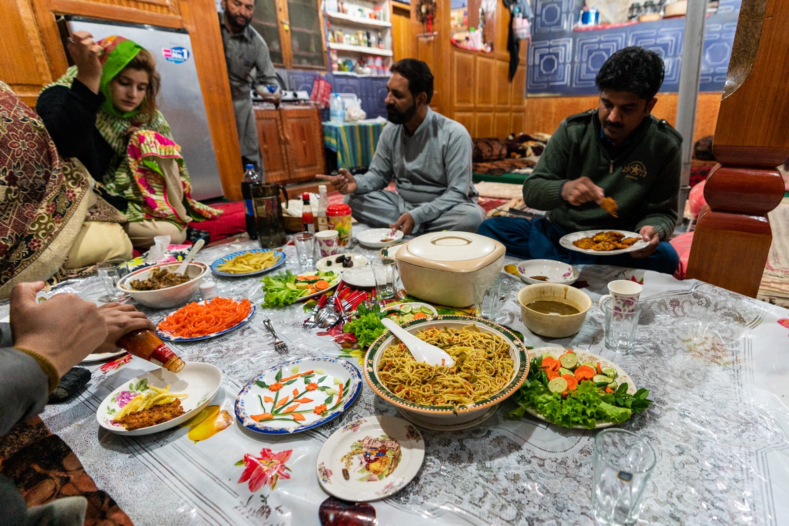 Iftar dinner in an Astore homestay, Pakistan