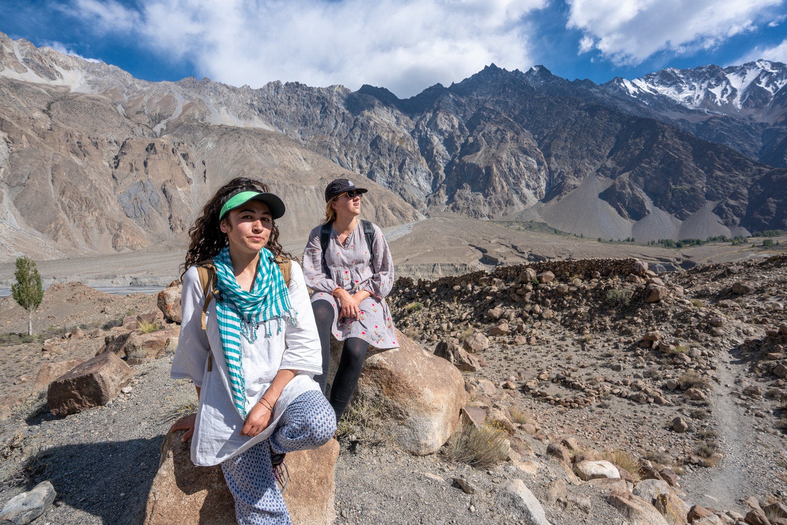 Female trekkers in Passu, Gilgit Baltistan, Pakistan