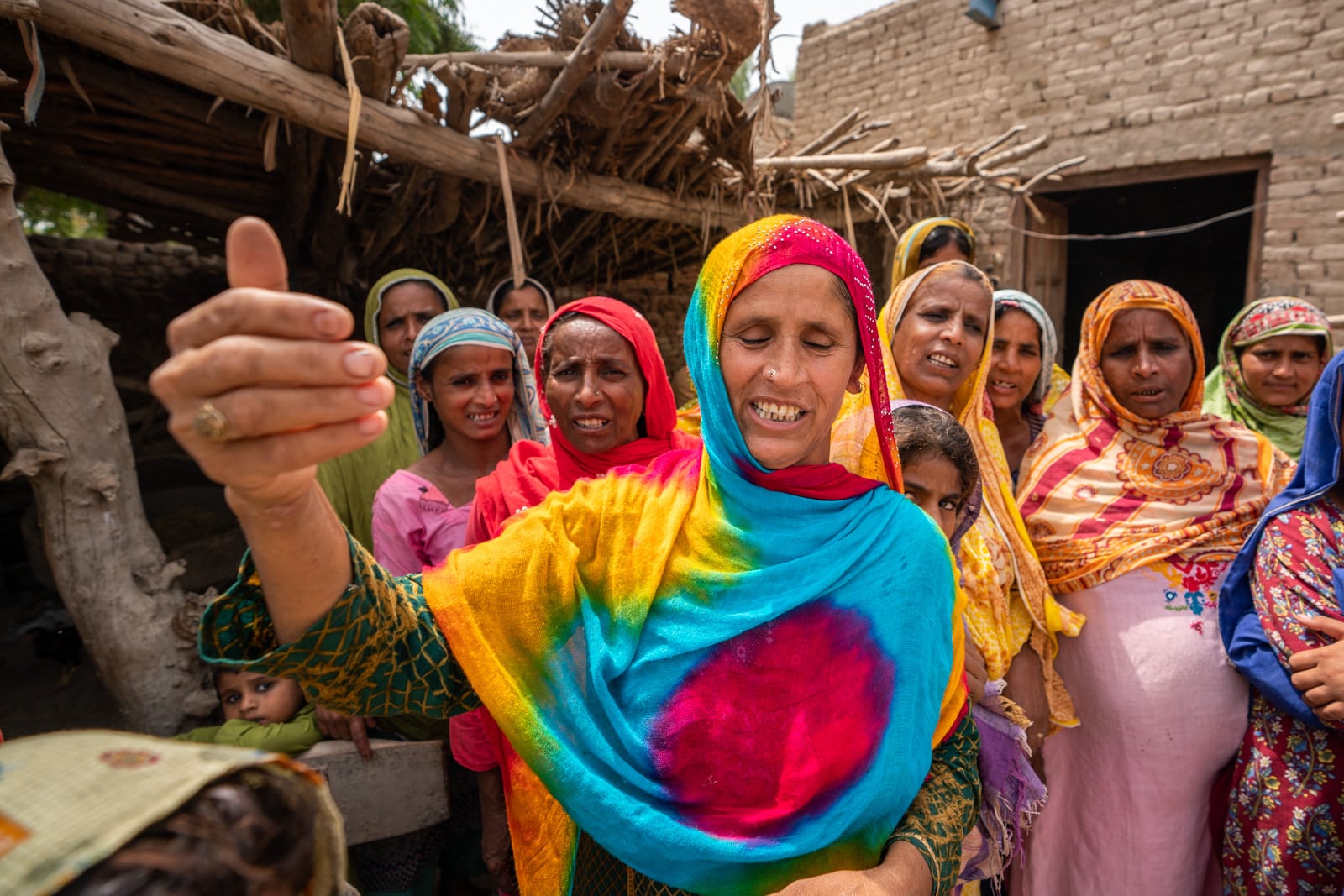 Colorful women singing in Sindh