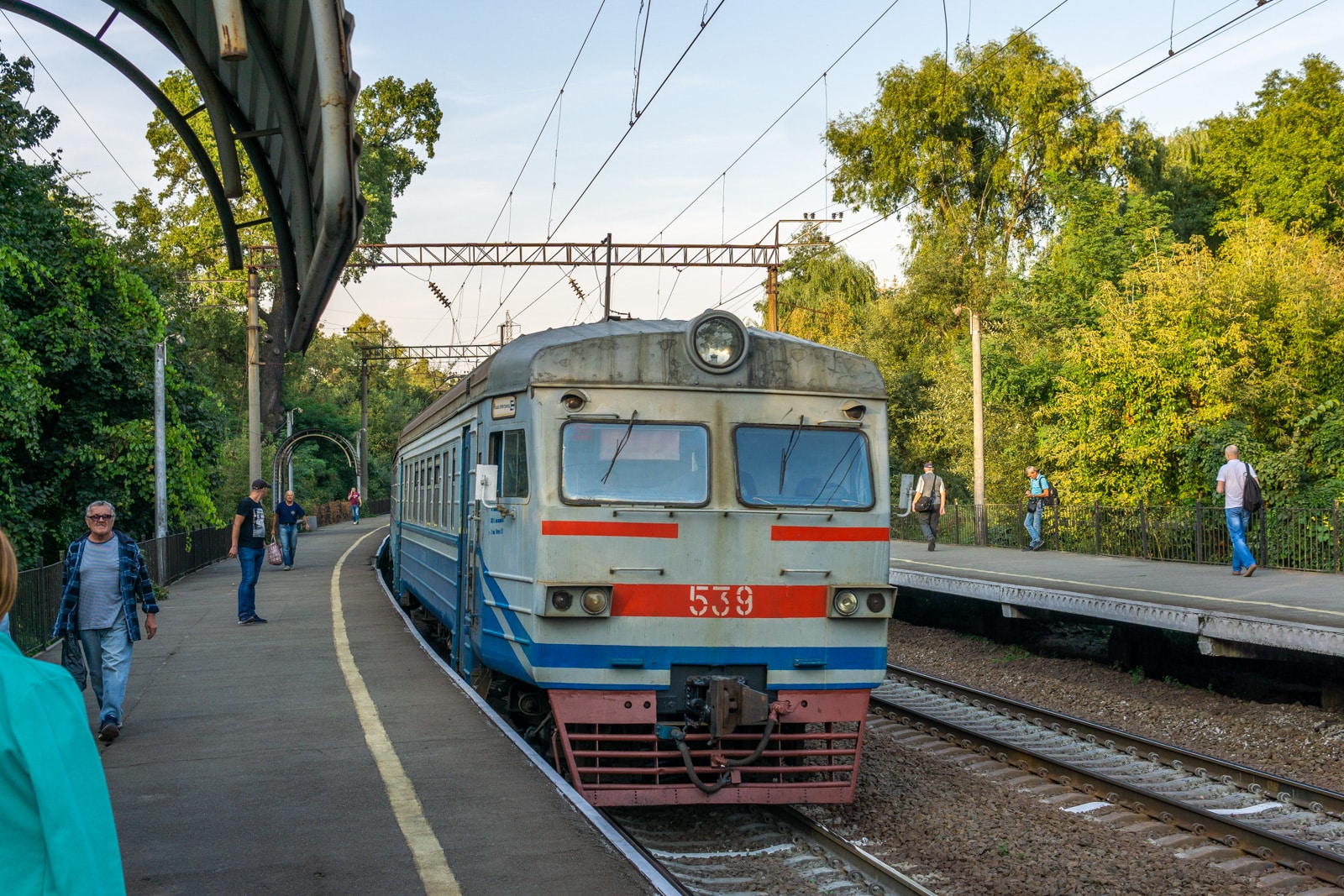 Ukrainian train in a station