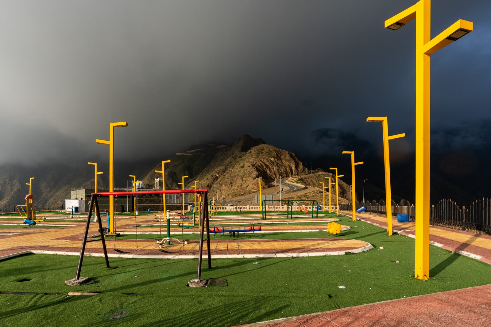 Apocalyptic playground on a mountain top in Asir province, Saudi Arabia