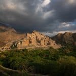 Sunset over Dhee Ayn marble village in Al Bahah province, Saudi Arabia