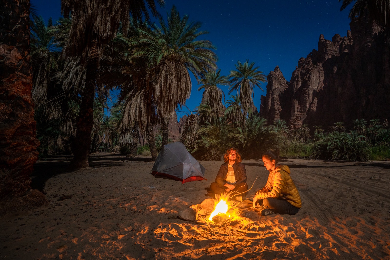 Camping in Wadi Disah, Saudi Arabia