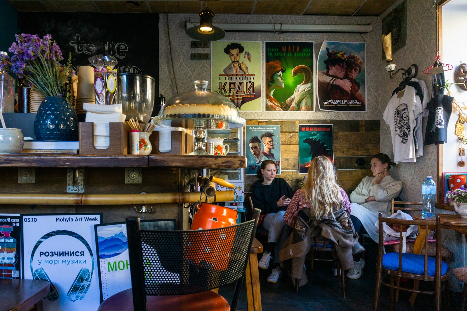 Locals in Vagabond Cafe, Kyiv, Ukraine