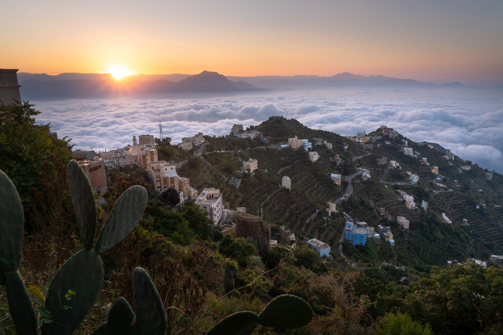 Cloudy sunrise over Fayfa, Saudi Arabia