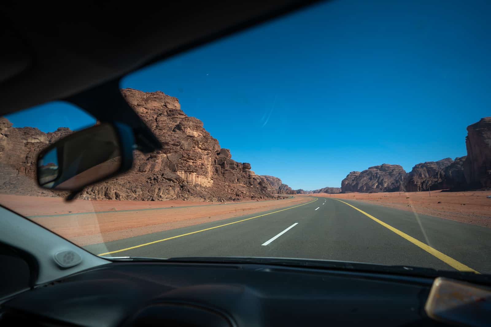 Traveling by car in the Tabuk region of Saudi Arabia