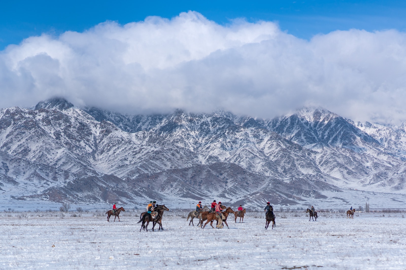 Kok buru match in Kyrgyzstan in winter