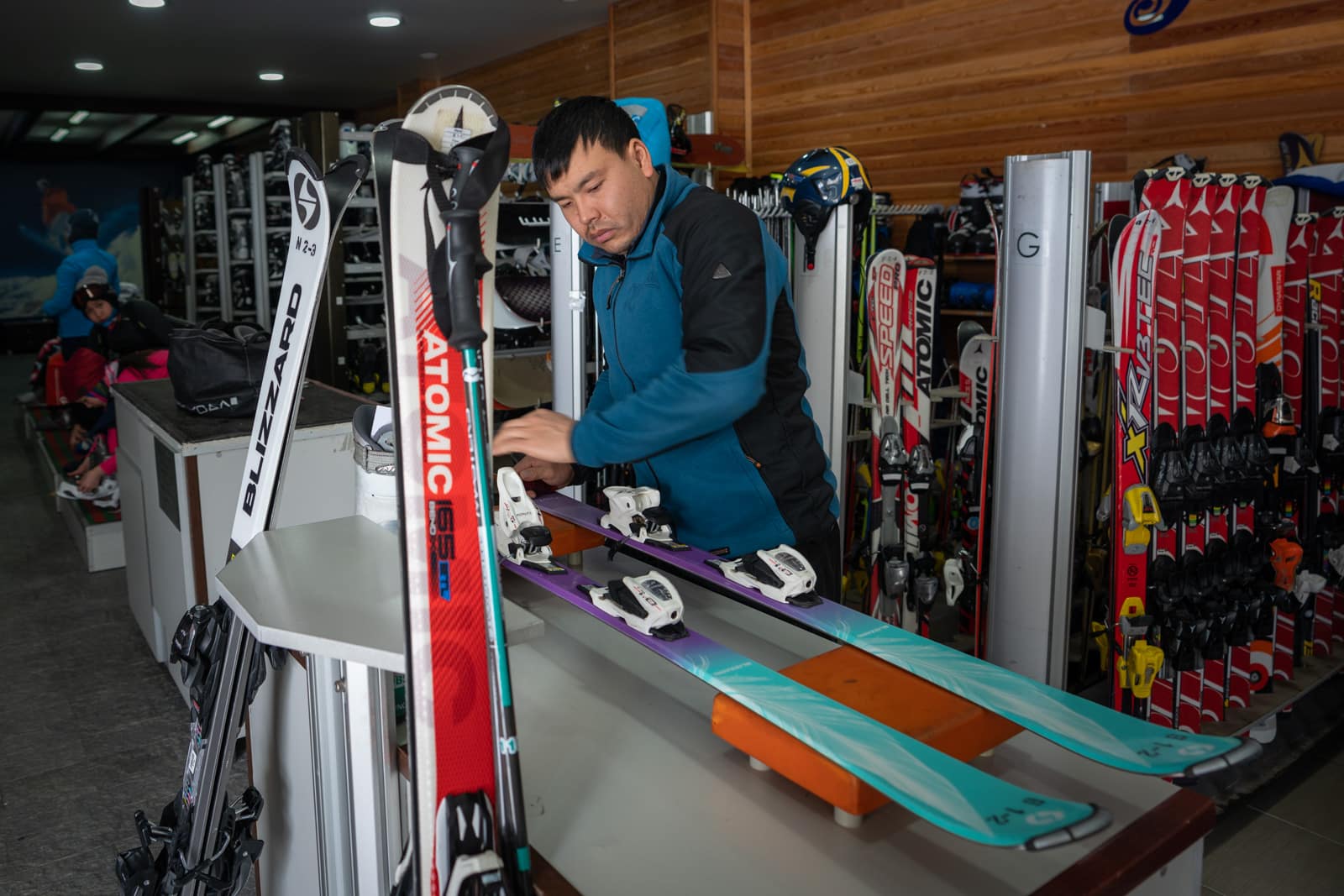 Ski and snowboard rental at Karakol ski resort in Kyrgyzstan