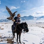 Salburuun eagle hunter in Kyrgyzstan in winter