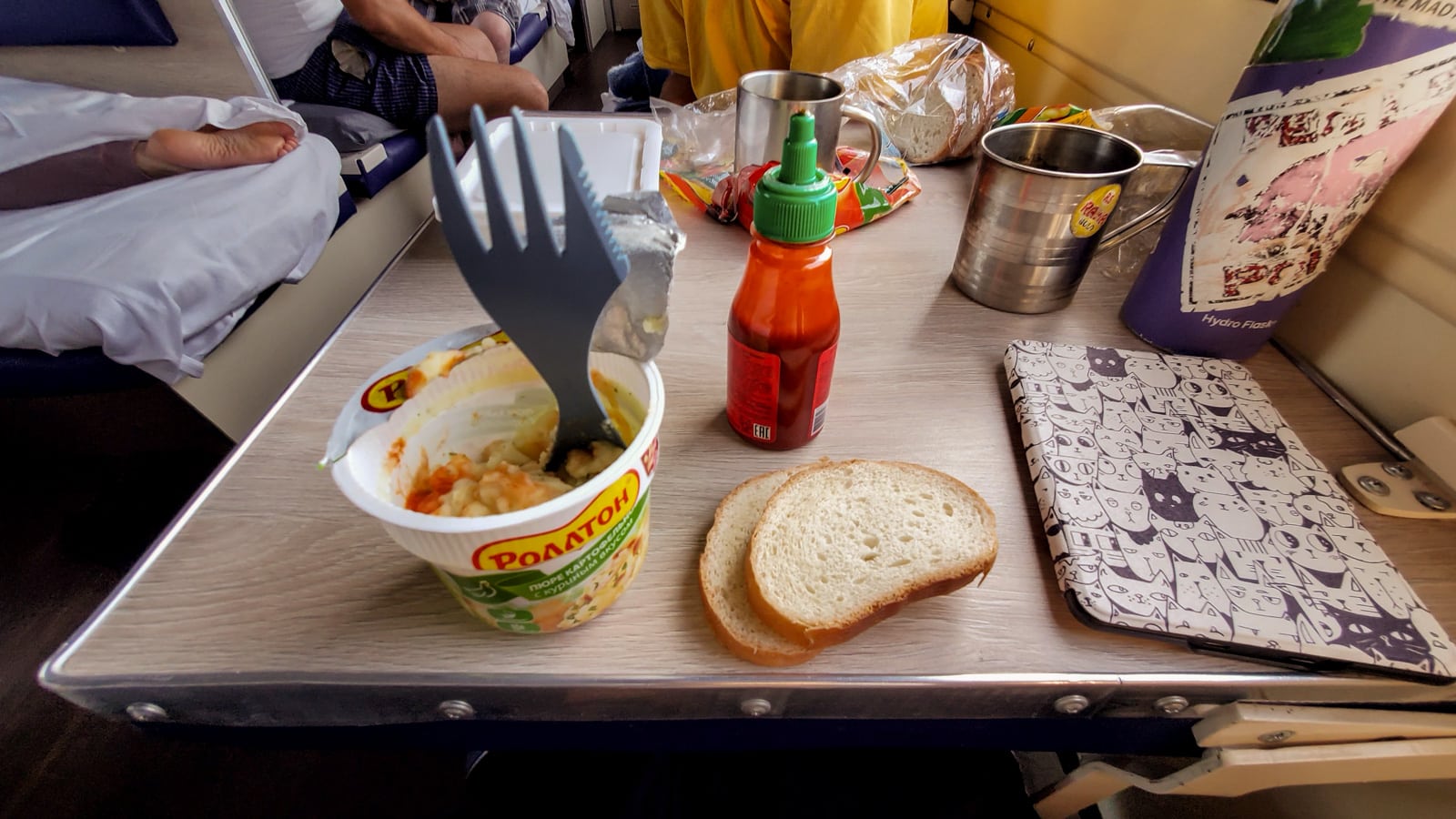 Instant mashed potatoes on Trans-Siberian train in Russia