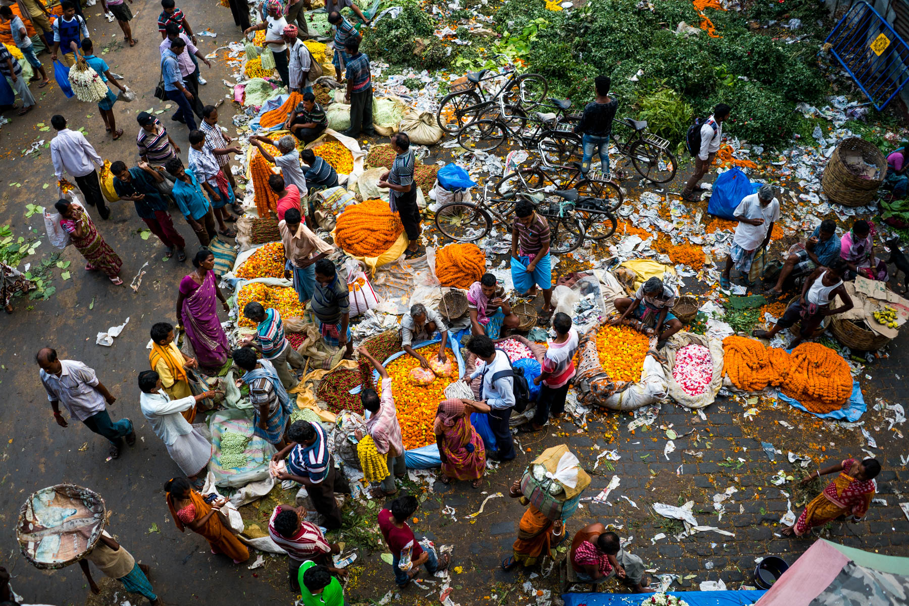 Flower market in Kolkata, India