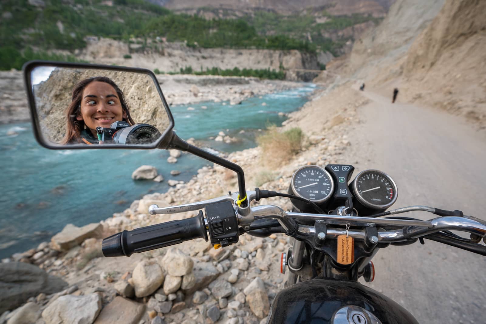 Alex motorbike selfie in Pakistan