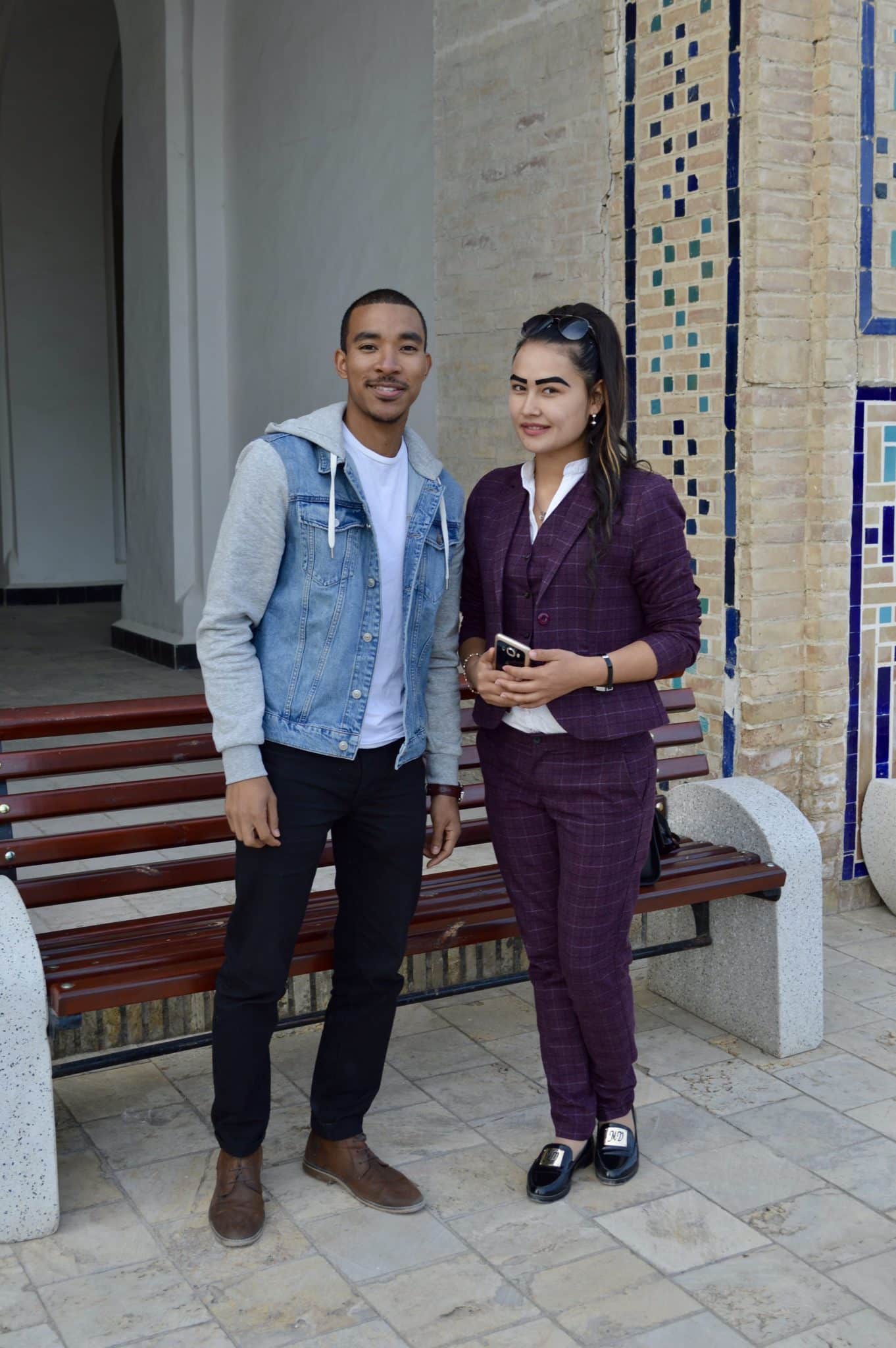 Tyreek with a woman in Uzbekistan