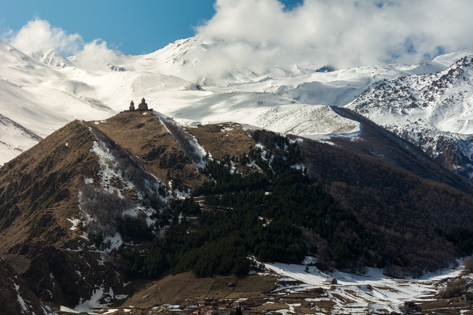 Gergeti trinity church in Stepantsminda, Georgia