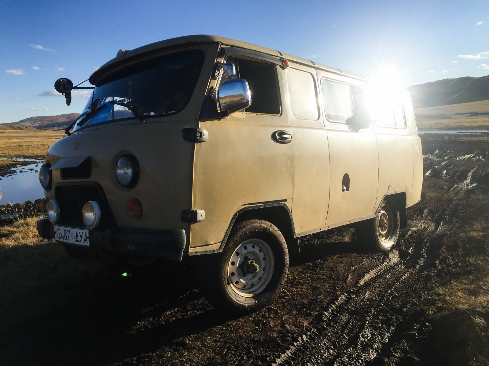 Tour van for driving in the Gobi Desert