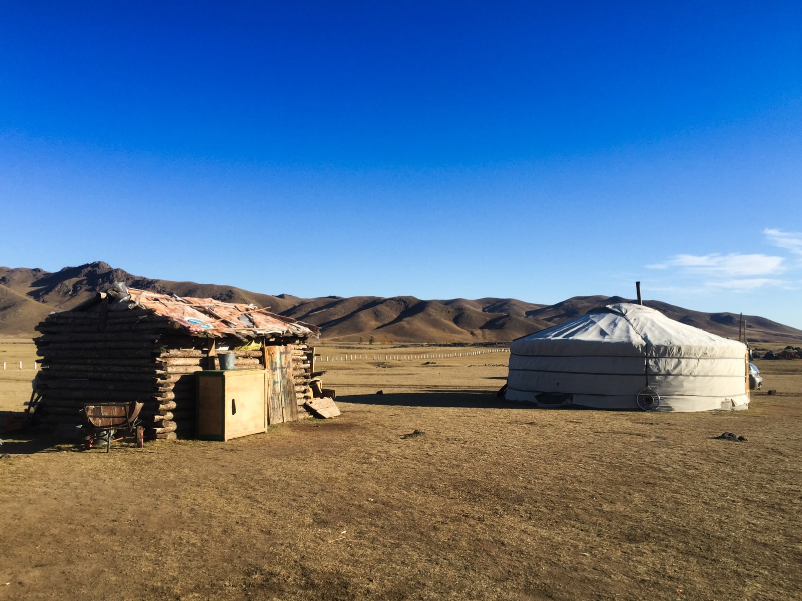 Yurt camp and hut in Mongolia
