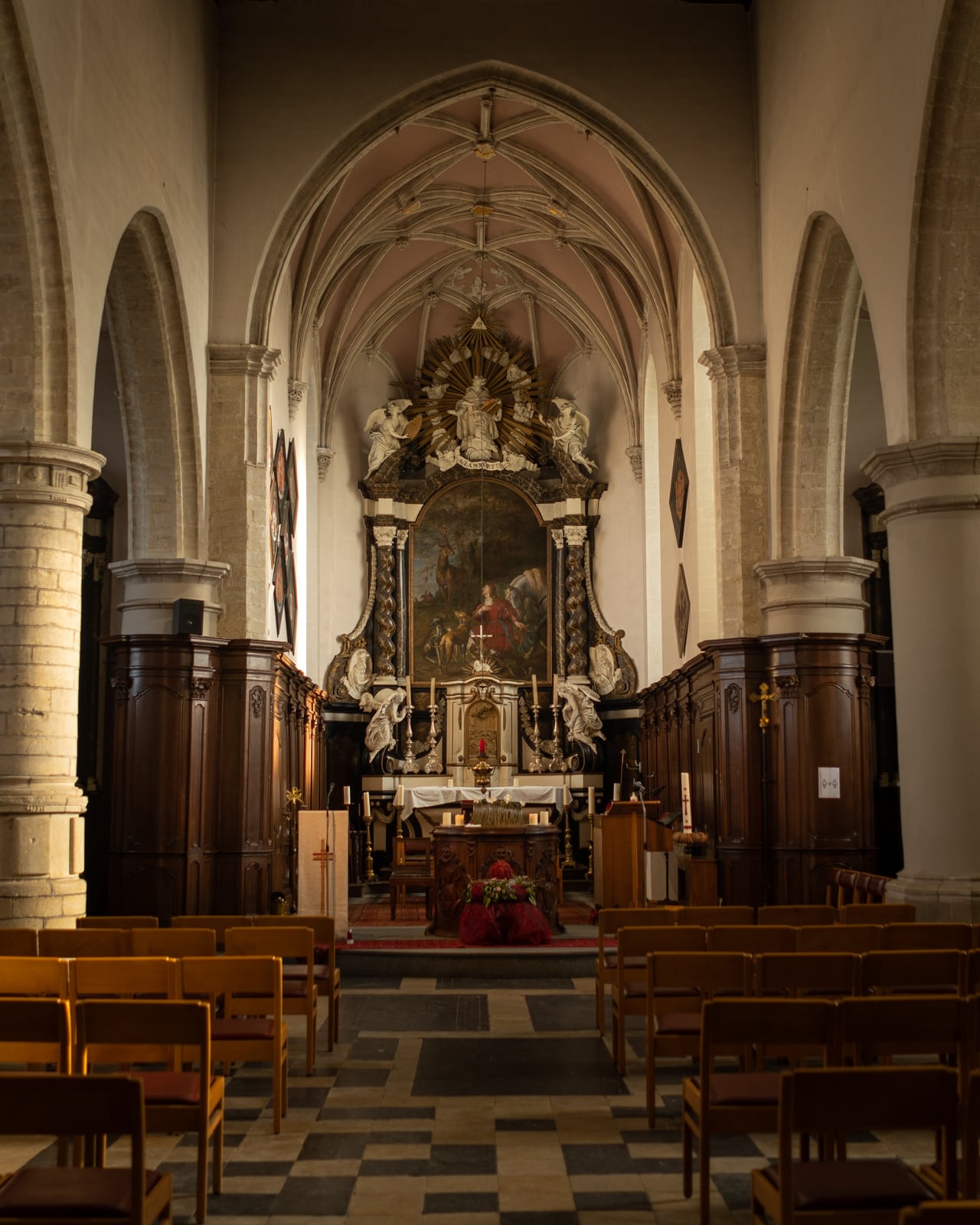Interior of St. Lambertus Church, Leefdaal, Belgium.