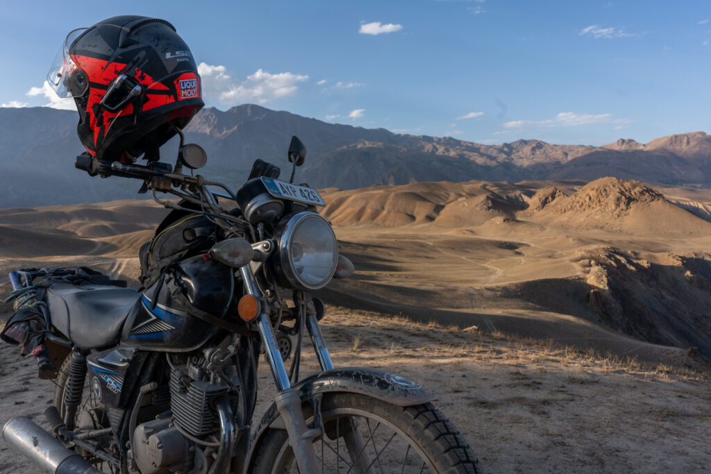 Pakistan motorcycle tour at sunset