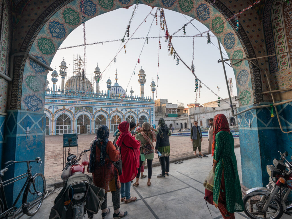 Female travelers visiting Jamia Masjid in Rawalpindi on a Pakistan women's tour