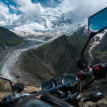 Motorcycle travel in Pakistan at a Rakaposhi viewpoint