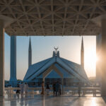 Sunset at Faisal Mosque, one of the best things to do in Islamabad, Pakistan