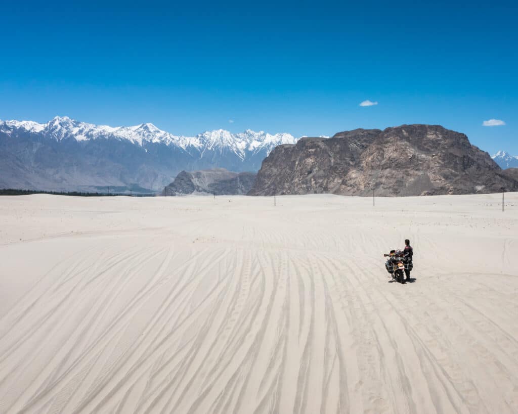 Biker in Sarfaranga Cold Desert in Pakistan