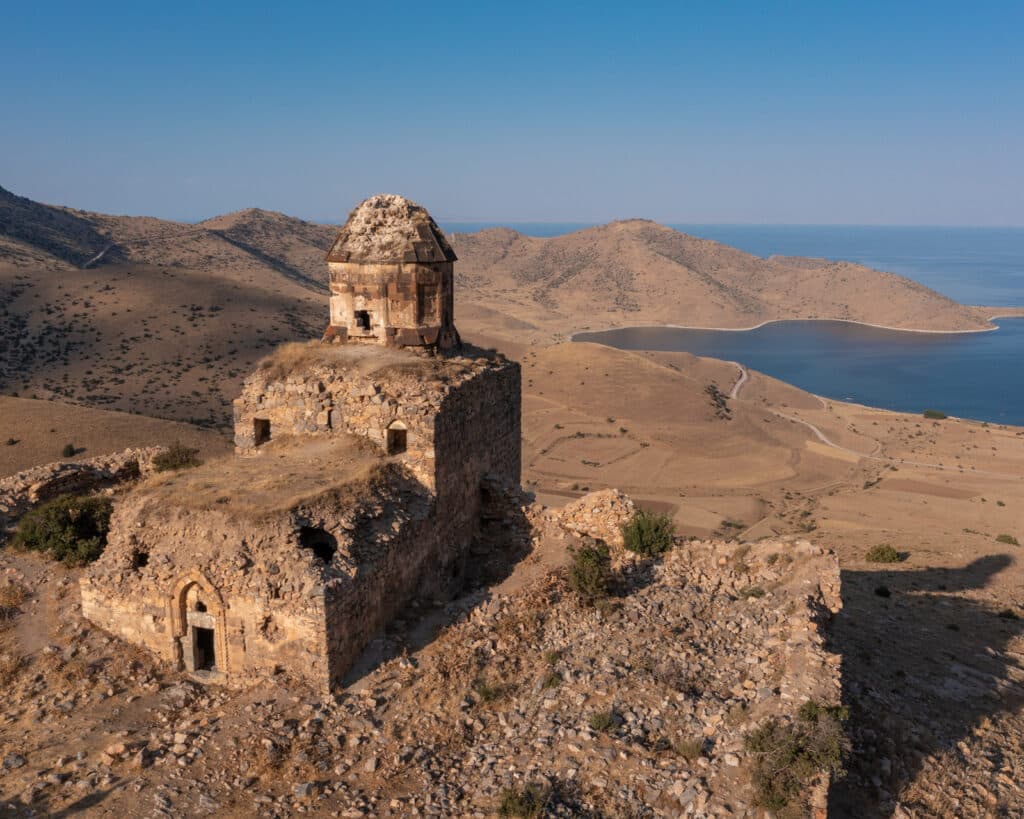 Abandoned Armenian Church on the shores of Lake Van in Kurdistan, Eastern Turkey