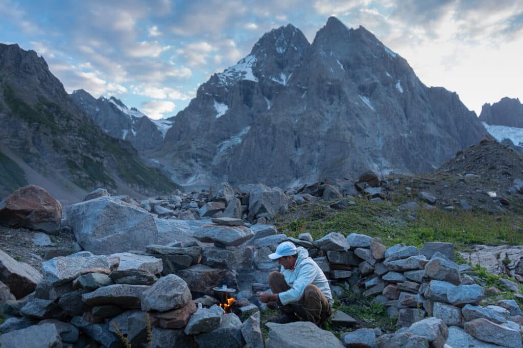 Cooking at our campsite near Shani Basecamp on the Pakora Pass trek